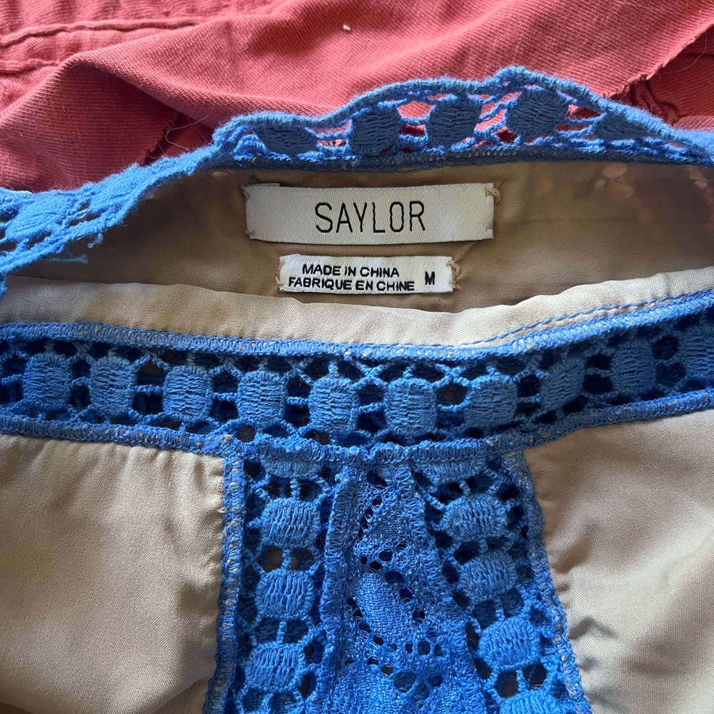 SAYLOR Blue Flutter Sleeve Sheath Midi Dress - Picture 3 of 3